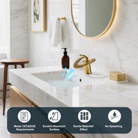 Brushed Gold Waterfall Bathroom Faucets, Gold Faucet for Bathroom Sink, Unique Vessel Sink Faucet 1 Hole, Gold Faucets for Vanity, SONMAJIA Modern Sink Faucet 1 Hole, llaves para lavamanos de bano
