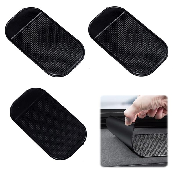Non-Slip Mat for Mobile Phone, Pack of 3 Non-Slip Car Dashboard Protection, Car Mobile Phone, Dashboard Tray, Silicone Anti-Slip, Dashboard Mat, Car Dashboard Pad for Multipurpose