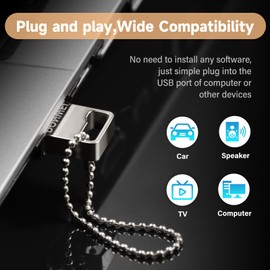 DONWEI USB stick, mini USB stick, 128 GB, can be hung on a keychain, easy to carry.