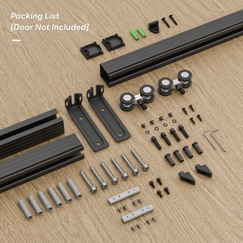 8FT Ceiling Mount Box Rail Barn Door Hardware Kit,Heavy Duty