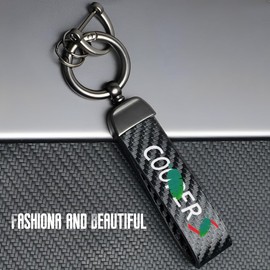 JULOPO 1PCS Car Keychain Compatible with Cooper excellent Carbon fiber texture leather Keychain Detachable Key Rings soft and comfortable Light luxury and Simple style …