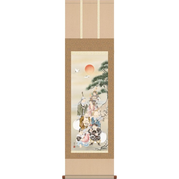 Sanko Wall Scroll Wall Scroll - Shichifukujin / Ogata Leaf Water (Shakuzo, Cosmetic Box, Fuchin) Japanese Room, Decorated in the Floor MD1-023