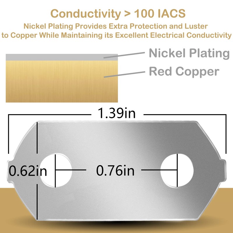 Hybrid Battery, Nickel-Plated Copper Bus Bars & SS Nuts Set,