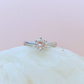 BeFab 1/2 Ctw Cubic Zirconia Classic 6 Prong Round Solitaire Engagement Ring Size 4 5 6 7 8 9 (Silver, 4)