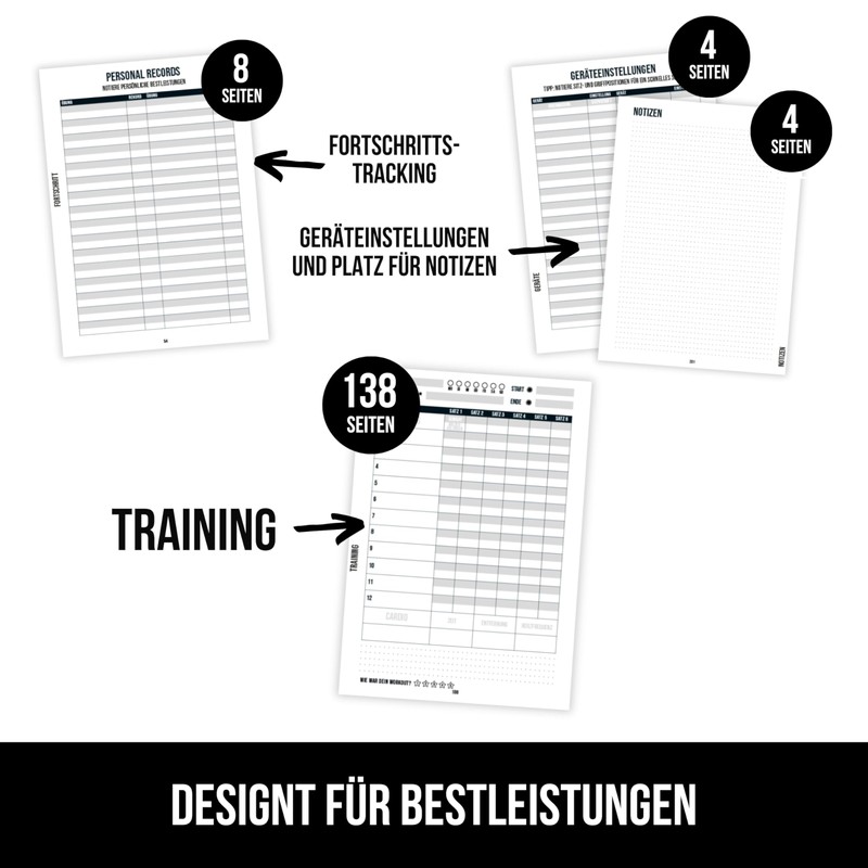 GYMWRKT Premium Training Diary Strength Training German with Pen -
