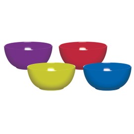 Colourworks Plastic Bowls for Parties and Children or Camping, Melamine Made, in Classic Colours, Set of 4