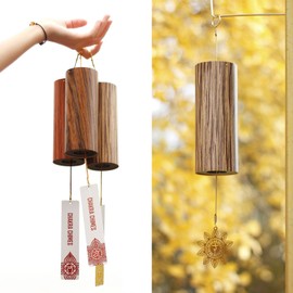 Mowind Chakra Chimes Natural Bamboo Wind Chimes Meditation Chord Windchime Wind Bell for Home Decoration Zen Mindfulness Solar Plexus Chakra