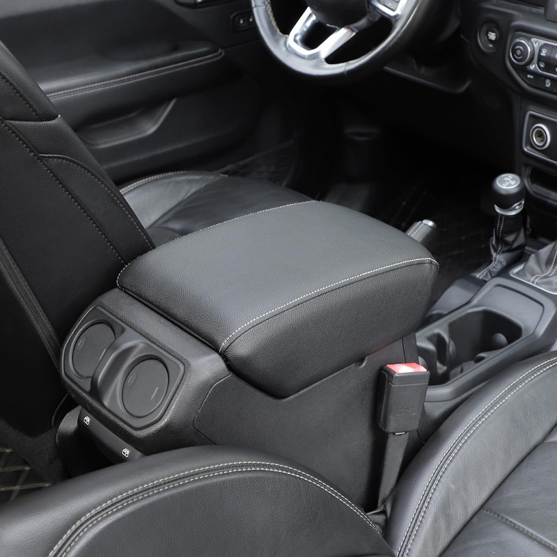 Amayum for Jeep Center Console Armrest Cover Leather Arm Rest