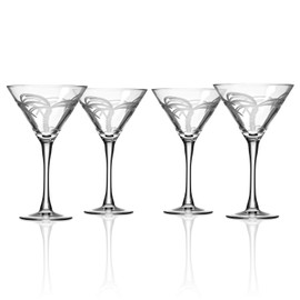 Rolf Glass Palm Tree Martini Glass - Stemmed 10 ounce Martini Glasses - Lead-Free Glass - Diamond-Wheel Engraved Cocktail Glasses - Made in the USA (Set of 4)