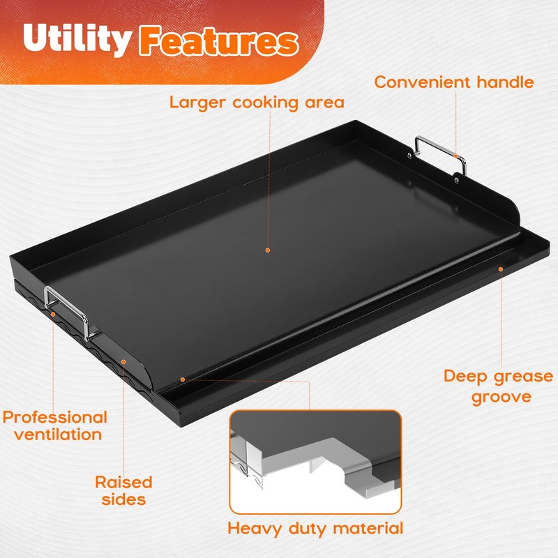 Skyflame 23"x16" Universal Grill Flat Top Griddle, Ceramic Coating Nonstick