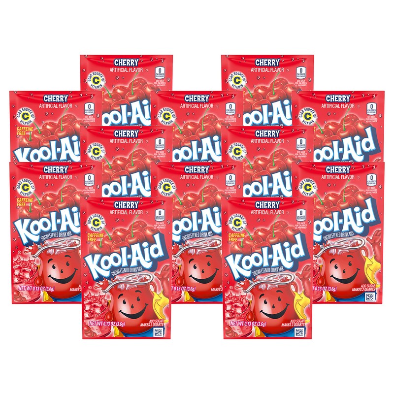 KOOL-AID CHERRY Unsweetened Drink Mix (12 Packets)