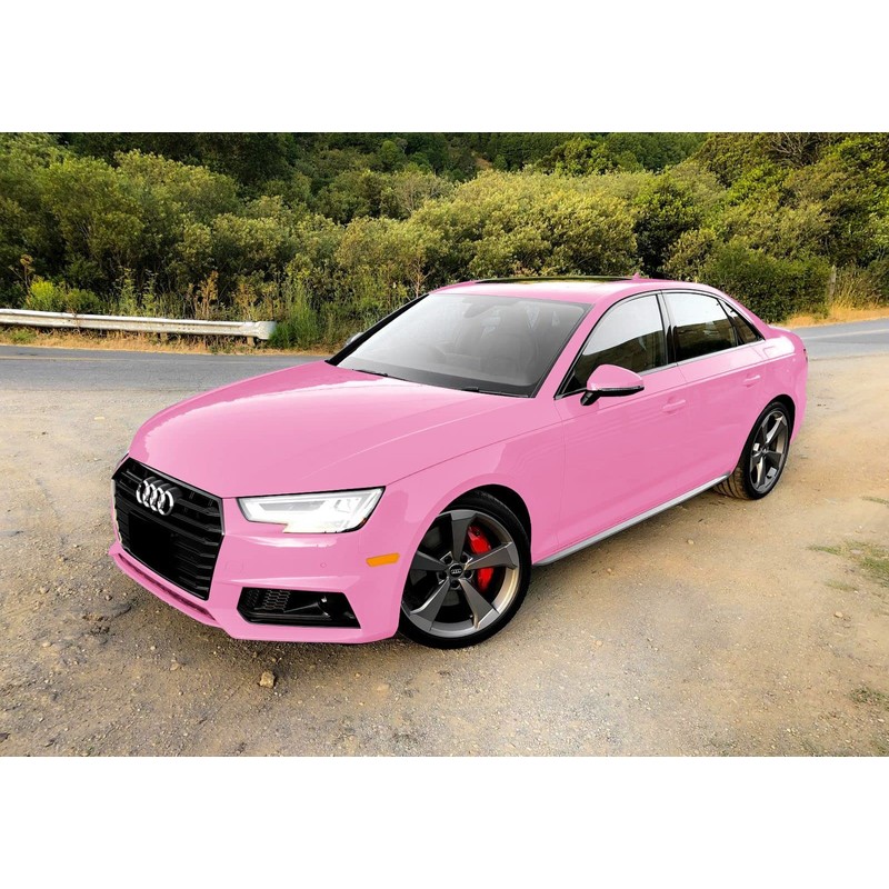 EZAUTOWRAP 60"x84" (5FTx7FT) Premium Super Gloss Light Pink High Glossy