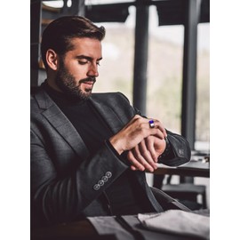 Bandmax Onyx Men's Signet Ring Women's Stainless Steel Ring with Stone Black/Red/Blue/Green Band Ring 12 mm Wide Men's Jewellery Accessories Sizes 54 mm to 72 mm Available, Stainless Steel
