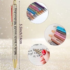 Funny Pens, 9 Pcs Funny Seven Days of The Week Pen Describing Mentality, Fun Ballpoint Pens Daily Pen Set, Weekday Vibes Glitter Pen Set, Gift for Colleagues, Friends Who Love to Write Diary (A)