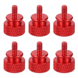 sourcing map 6Pcs #6-32 UNC Aluminum Thumb Screws, 12x16mm(ODxH) Computer Case Thumb Screws for PC Side Panel Motherboard Mounting Screw, Red