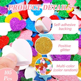 DWFEYOI Pack of 105 Sponge Heart Confetti, Glitter Heart Confetti Wedding Decoration Large, Confetti Hearts, Golden Hearts Decoration, Wedding Table Decoration, Colourful, Wedding Decoration Table