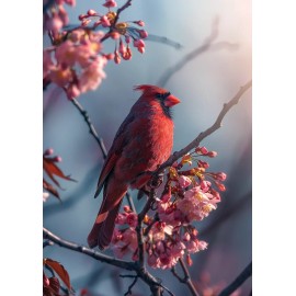 RED CARDINAL BIRD FIGURINE WALL ART PHOTO DECOR PICTURE FOR HOME LIVING ROOM
