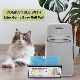 100 Cat Litter Refill Roll Bags Compatible with Litter Genie Easy Roll Pail | Odor-Control & Long-Lasting Refills | 4 Pack (100 Bags Total)