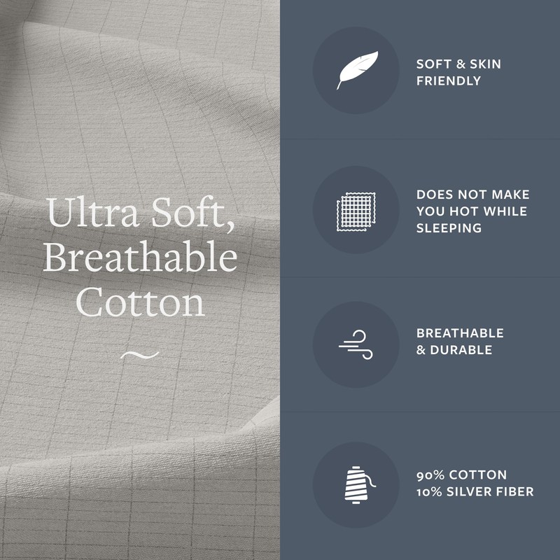 GroundLuxe Organic Fitted Grounding Sheet in Light Gray for a