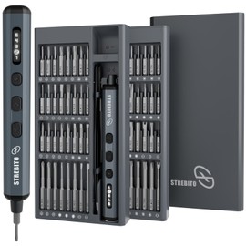 STREBITO STREBITO Mini Electric Screwdriver Set, 70-in-1 Max Precision Electric Screwdriver Kit with Lights, 5 Upgraded Torque Levels, 64 Magnetic Bits, Electric Screwdriver Cordless for PC RC Electronics