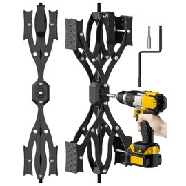 Rvdeaa Black X-Shape Wheel Chocks Stabilizer XL [Extended Allow Drill Adjust], Double Sets 4'' to 17'' RV Tire Stabilizers Locked Chocks for Campers Travel Trailers Trucks, Wheel Scissor with Wrench