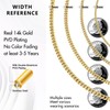 KRKC Men's Necklace, 2/3/4/5 mm, 14K Gold Plated/Silver Colour, Stainless