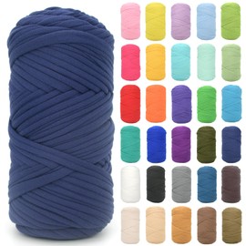 playera de hilo para ganchillo, color azul marino, tela elástica gruesa, para principiantes, ganchillo, bolsa de tejer a mano, cesta, posavasos, manualidades, decoración del hogar, 200 g (azul marino)