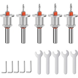 KEWAYO Countersink Drill Wood Set, 8 mm Drill Countersink with Depth Stop, Drill with Countersink, Metal Countersink and Countersink Drill Wood, Wood Drill with Countersink for Woodworking, Plastic,