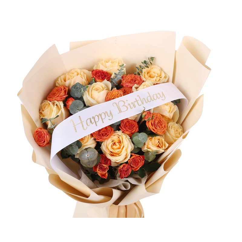 Set of 12 Bouquet Banner Grosgrain Ribbon Tie Wrap Printed