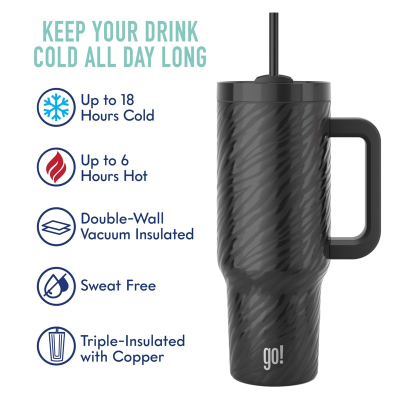 go! 40oz Stainless Steel Handle Tumbler with Triple Insulation &