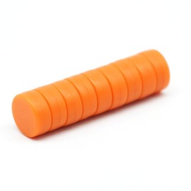 0.78 Inch Colorful Neodymium Round Magnets, Plastic Coated Magnet, Rubber Coated Magnets for Fridge, Office, DIY Crafts, Orange - 8 Pack
