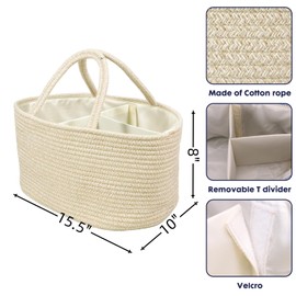 XUANGUO Organizador grande de pañales para bebé para niña y niño, cesta de almacenamiento portátil para cambiador, coche, viajes, baby shower, regalos de avena