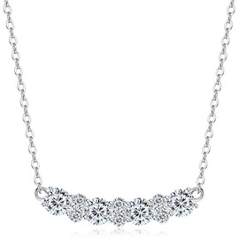 TIMEFASHION Smile Moissanite Pendant Necklace for Women, 1.38cttw D Color Moissanite Pendant 925 Sterling Silver Adjustable Chain, Elegant Jewelry Gifts for Wife or Mom, Sterling Silver, Moissanite