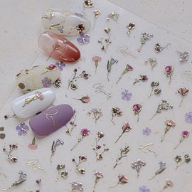 Trekko Nail Seals, Flowers, Nail Parts, Seal, Just Stick, Cute, Height 3.9 x Width 3.1 inches (10 x 8 cm), 1 Piece