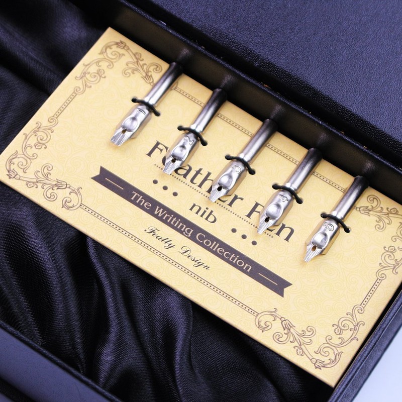 Featty Gifts Natural White Ostrich Plume Dip Quill Pen Set,Retro