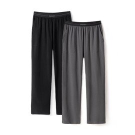DAVID ARCHY Men's Cotton Pajama Pants Lightweight Sleepwear Bottoms with Pockets Lounge Pants 2 Pack