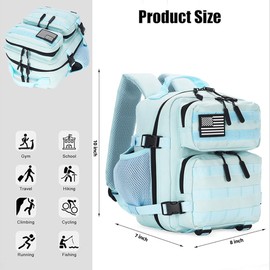 HongXingHai 9L Mini Tactical Backpack for Men and Women, Tactical Backpack Small for Hiking, Small Tactical Bag, Light Blue