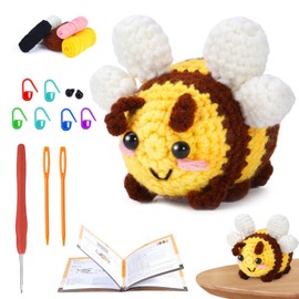 MHYMX Crochet Kits for Beginners Adults, Crochet Set Beginners Crochet Kit Crochet Animals Starter Kit Hand-Knit Big Bee Knitting Kit with Step-by-Step Video Tutorials