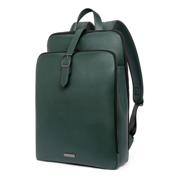 CLUCI Womens Backpack Purse Leather 15.6 Inch Laptop Travel Business Vintage Large Shoulder Bags Green