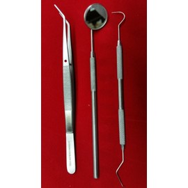 German Premium Grade 3 Piece Basic Dental Set Mirror Explorer Plier