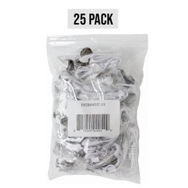 Soundnetic SNEB8WHT 25 Pack Bulk Classroom Disposable Stereo Earbuds White with Foam Earpads, Great for Schools, Libraries, Gyms, Hotels