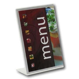 EPOSGEAR® 1 x A6 Portrait Angled Perspex Acrylic Lean Back to Counter Menu Leaflet Flyer Poster Holder Display Stands