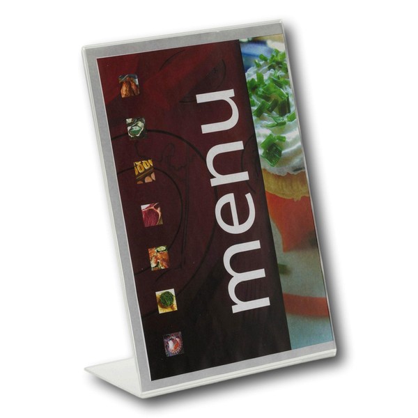 EPOSGEAR® 1 x A6 Portrait Angled Perspex Acrylic Lean Back