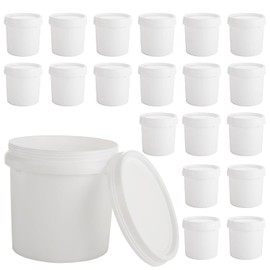 AKOLAFE 20 Pack Paint Buckets for Painting Empty Paint Cans Quart Plastic Paint Containers with Lids 2 Pint Plastic Paint Can 1/4 Gallon Paint Pail Small Paint Storage Containers for Leftover Paint