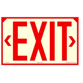 OSHA Photoluminescent Exit Sign - UV Inks on Aluminum 12" x 7.5" | HEAT Resistant | COLD Tolerant | WEATHER Proof. - NightBright USA Item: OCR-050
