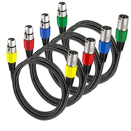 XLR Cable 3 FT/4 Pack, Microphone Cable 3 Pin Nylong Braided Balanced XLR Male to XLR Female Heavy Duty Mic Patch Cords
