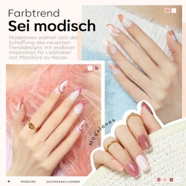 Modelones UV Nail Polish, 6 Colours Gel Nail Polish, UV Nail Polish Set Nude Pink Glitter Spring Summer Pastel Shellac Soak Off Nail Polish French Manicure for Women Mother Gift Set DIY at Home 7 ml