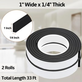 EVA Foam Weather Stripping Tape,1 Inch W x 1/4 Inch T Self-Adhesive Seal Tape for Doors & Windows-Draft Blocker,Soundproofing,Waterproof Insulation Foam,2 Rolls Total 33FT Black