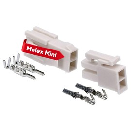 Kalitec KALI-2402 Mini-Fit Jr. Set of 2 Pin Nylon I Car Cable Connector I Voltage 600 V I Rated Current 13 A I AWG 24-18 I Mini Plug for Hard Drives, LED and RGB Lighting I Pitch 4.2 mm