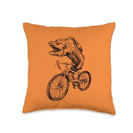 Moray Eel Cycling Bicycle Funny Biker Fish Biking Cool Bike Throw Pillow